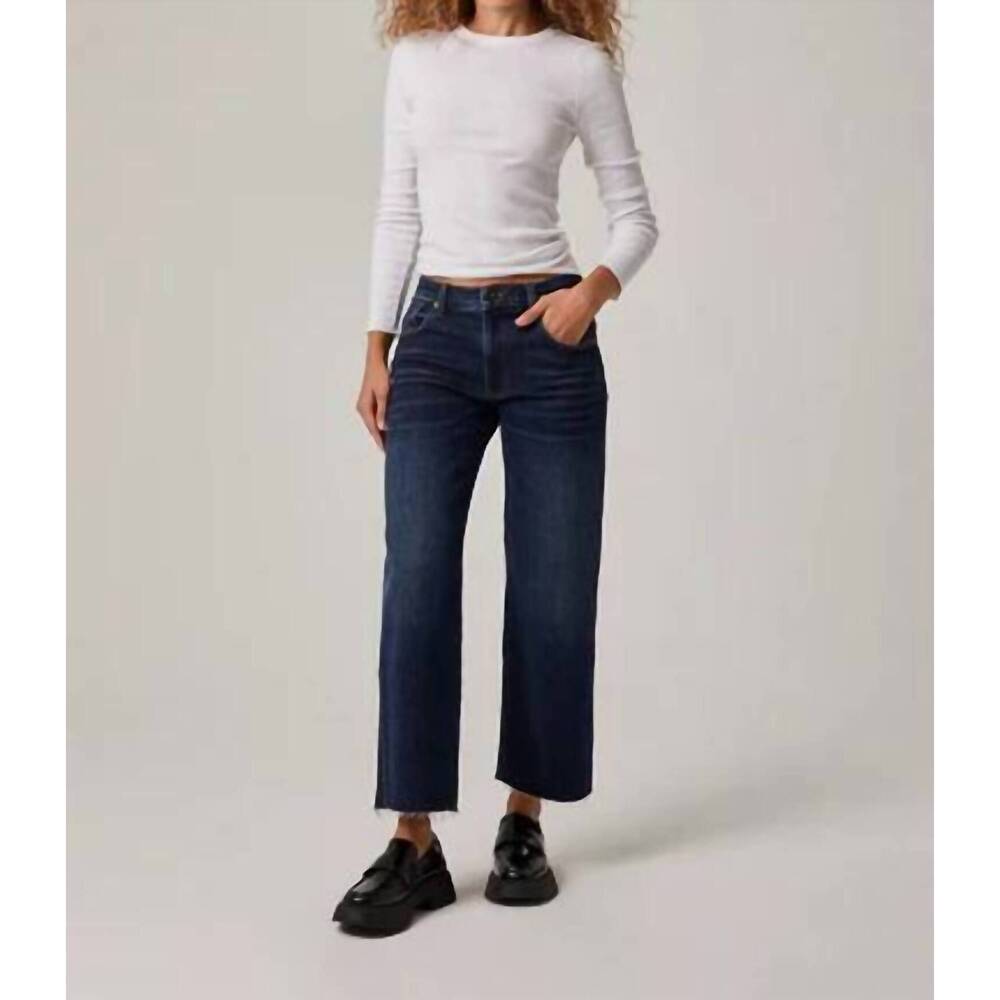 NEW EDYSON vincent mid rise wide leg jeans in dark duval wash